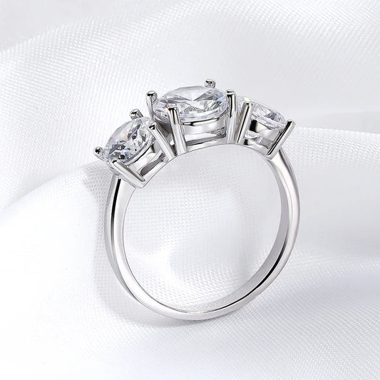 White Gold 4/2CT Moissanite Ring for Women Sparkling Lab Grown Diamond Wedding Band S925 Solid Silver Jewelry Wholesale