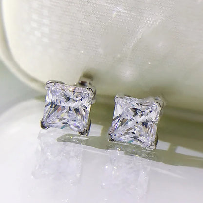 6x6mm Yellow Pink High Carbon Diamond Gemstone Earrings for Women 100% 925 Sterling Silver Classic Fine Jewelry Wholesale