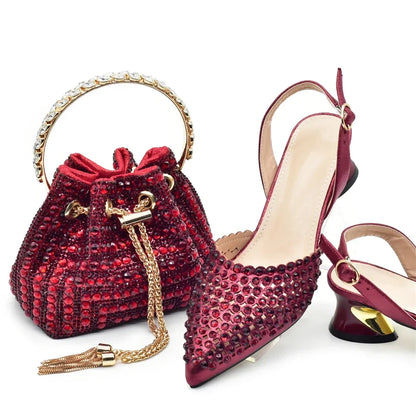 Women's PU Leather Dress Pump and Handbag Set