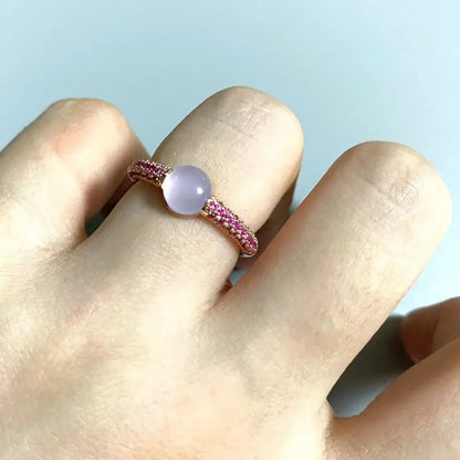 6mm Round Candy Style Ring for Women 33 Colors Purple Zircon Crystal Inlay Jewelry Birthday Gift
