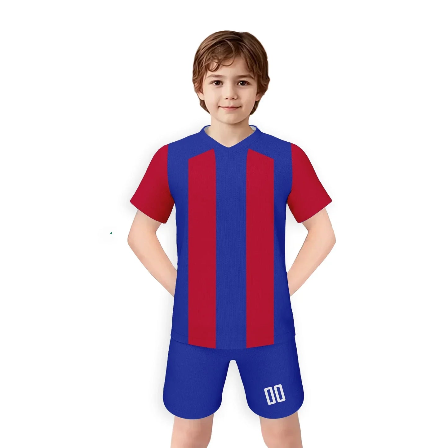 Personalized Kids Soccer Jersey Set Custom Name Number Soccer Kit  Boys Girls Youth Team Soccer Uniform Blue Red Football Shirt