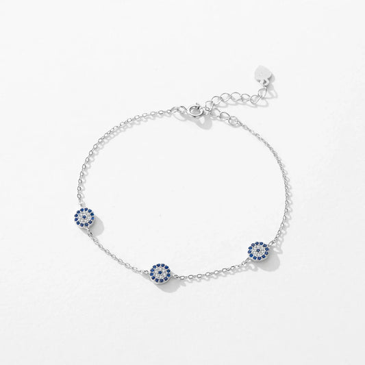 Authentic 925 Sterling Silver Blue Eyes Bracelet Fashion Chain Link For Women Birthday Mother‘s Day Gift Fine Jewelry