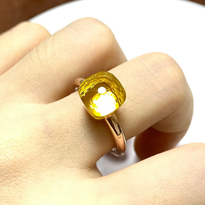 Stylish Purple Crystal Rose Gold Plated Candy Ring 30 Colors Simple Candy Color Jewelry Gift for Women Valentine's Day