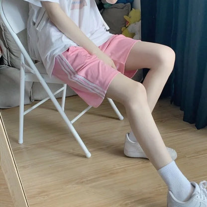 Cotton sports shorts women's summer and Korean version loose wide-footed five-point pants