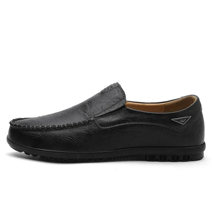 Men’s leather loafers dress shoes casual formal cowhide slip-on brown
