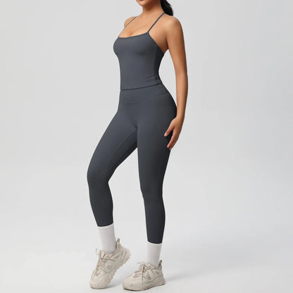 2PCS Yoga Set Nude Feeling Workout Sets Women Tracksuit Gym Push Up Fitness Running Workout Sportwear Sport Bra Leggings Suit