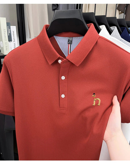 High end luxury brand short sleeve polo shirt summer new trend cute dog embroidery design T-shirt casual Korean golf men's wear