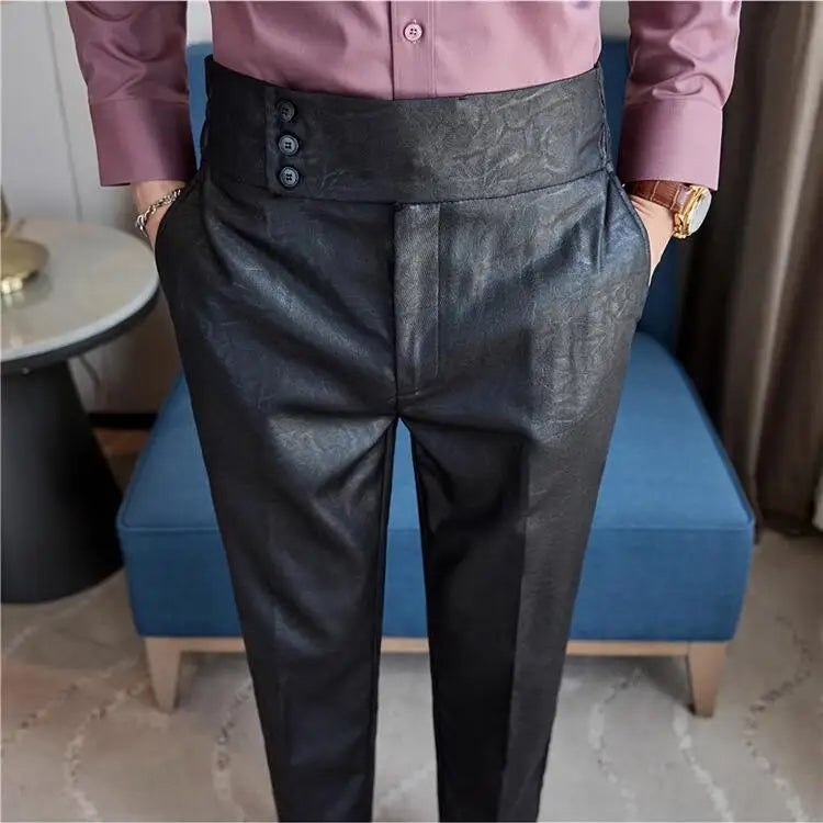 Men Boutique Bright Jacquard Suits Pants Male Formal Wear Trousers Quality Men Business Casual Pants High Waisted Suit Trousers