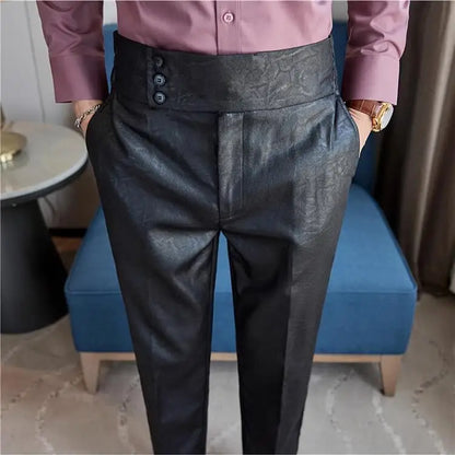 Men Boutique Bright Jacquard Suits Pants Male Formal Wear Trousers Quality Men Business Casual Pants High Waisted Suit Trousers