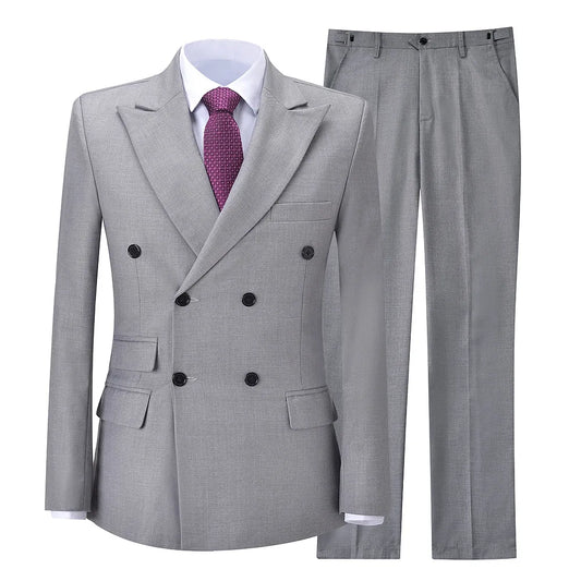 2026 New Men's Suit Business Casual Men's Suit Double Breasted Korean Version Slim Suit Professional Best Man Wedding