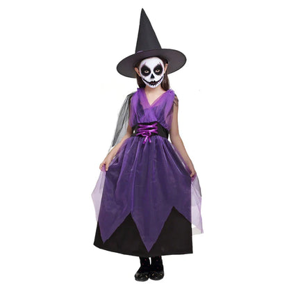 Baby Girls Halloween Witch Costume Children Cosplay Vampire Dresses Carnival Party Clothes Dress Up Clothes for Children