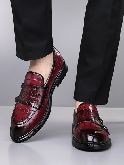 Classic Leather Men's Loafer Shoes Slip-on Double Buckles Green Black Shoes Wedding Party Formal Shoes for Men Zapatillas Male