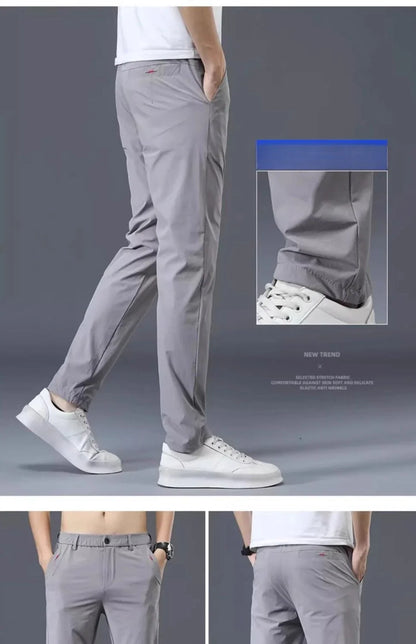 Men Summer Thin Casual Pants Trendy Fashion Classic Solid Color Versatile Straight Trousers Breathable Daily Outdoor Streetwear