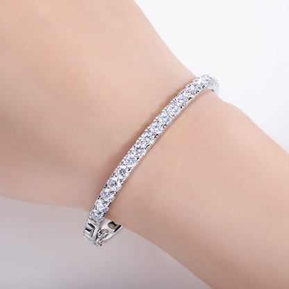 4mm(11.7cttw) Moissanite Eternity Bracelet 925 Sterling Silver 18K White Gold Plated Classic Bangle for Women Jewelry