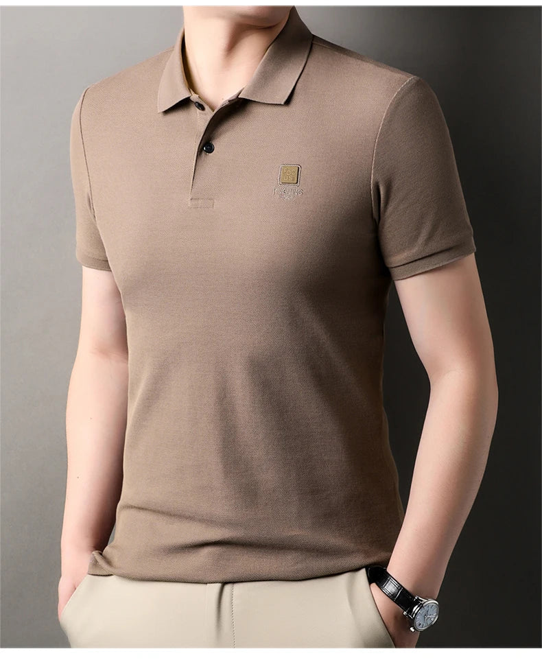 High end brand 100% cotton polo shirt short sleeved men's 2024 summer fashion embroidery comfortable breathable casual T-shirt