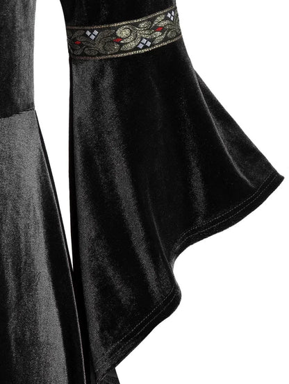 Halloween Women Dress Costumes For Women Long Sleeve Medieval Cosplay Vintage Vampire Witch Victorian Gothi Bandage Dress