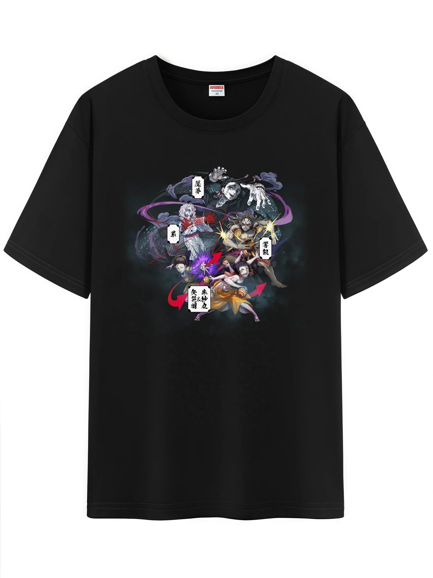 Unisex Japanese Anime Pattern T-Shirt,Demon Slayer Character Tanjirou Nezuko Graphic Short Sleeve Regular Fix Tee Shirt