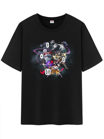 Unisex Japanese Anime Pattern T-Shirt,Demon Slayer Character Tanjirou Nezuko Graphic Short Sleeve Regular Fix Tee Shirt