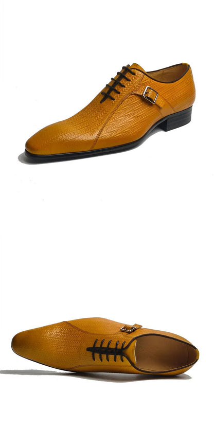 Premium Quality Men Dress Shoe Cowhide Leather Upper Wedding Party Banquet Men's Shoe Handmade Painting Formal Office Wearing