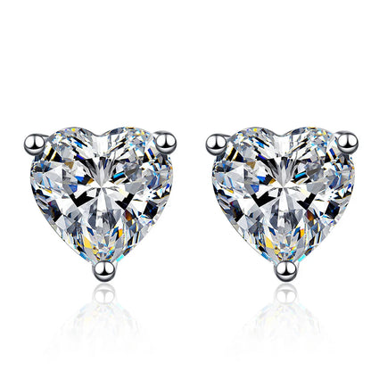 Heart Shape Moissanite Stud Earrings for Women Men 1/2/4carat  Certified Lab Diamond Ear Studs S925 Silver Plated 18k Gold