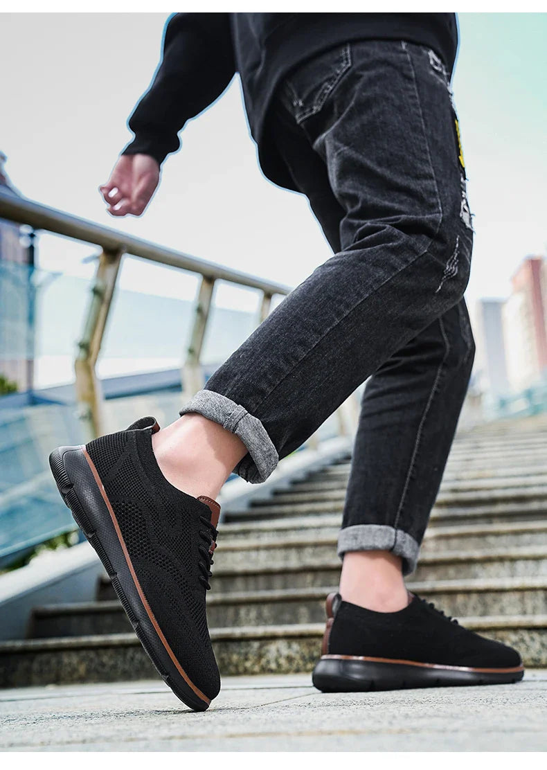 Large Size Comfortable Men's Shoes Light Fashion Casual Sports Shoes Breathable Flying Mesh Top Loafers