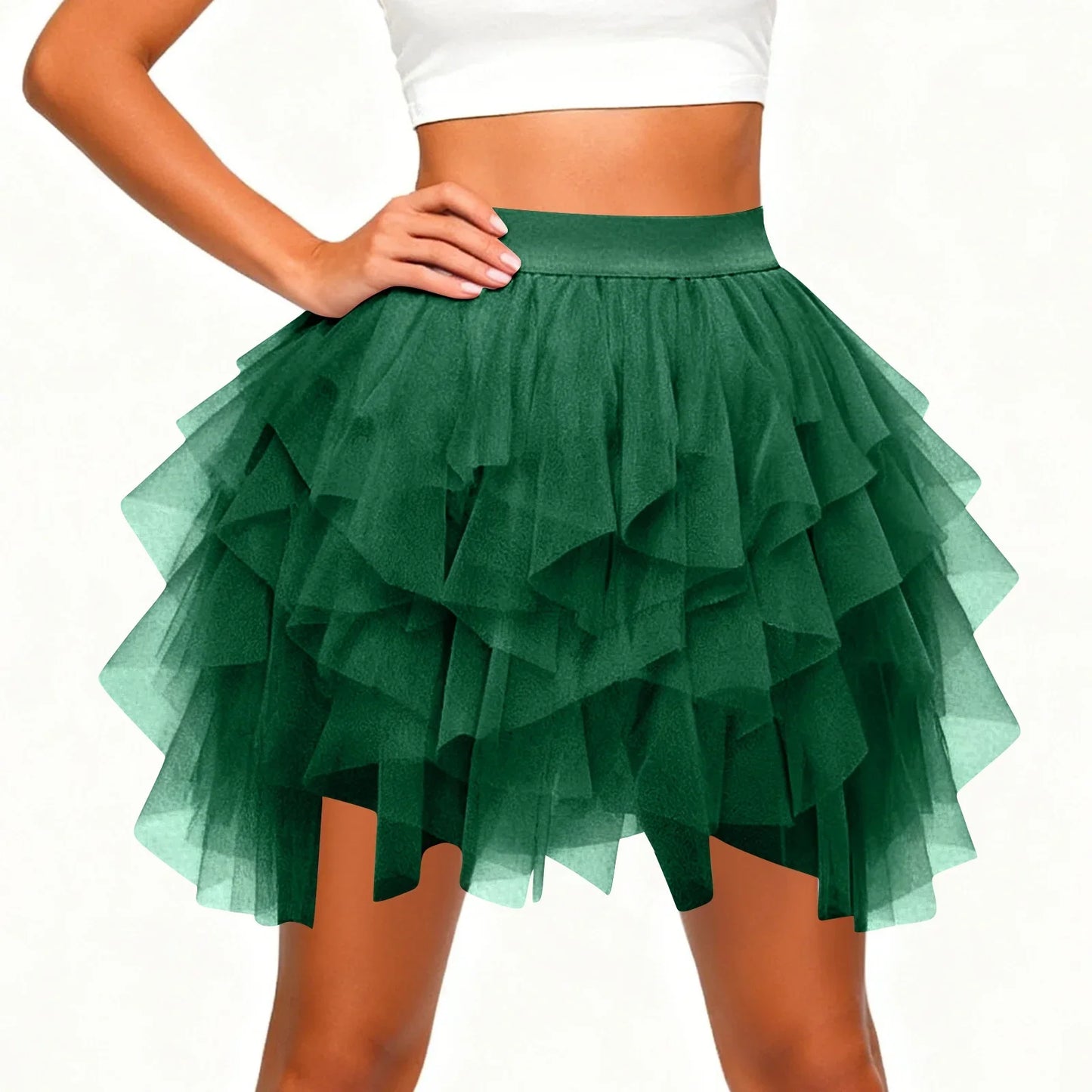 Women's Tulle Tutu Skirt Fashion Solid Color High Waist Mesh Skirt A-line Puff Skirt Cute Cake Skirt Cute Ballet Ball Half Skirt