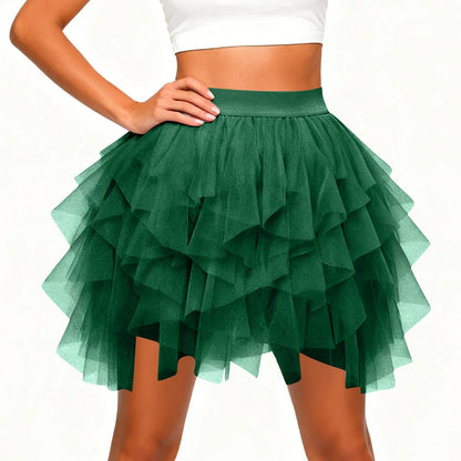 Women's Tulle Tutu Skirt Fashion Solid Color High Waist Mesh Skirt A-line Puff Skirt Cute Cake Skirt Cute Ballet Ball Half Skirt