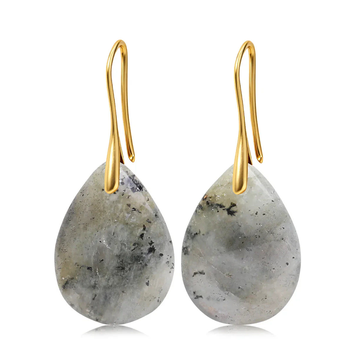 Natural Stone Pendant Women's Teardrop Earrings Elegant Gem Jewelry Creative Gift Black Obsidian Amethyst Rose Quartz Earrings
