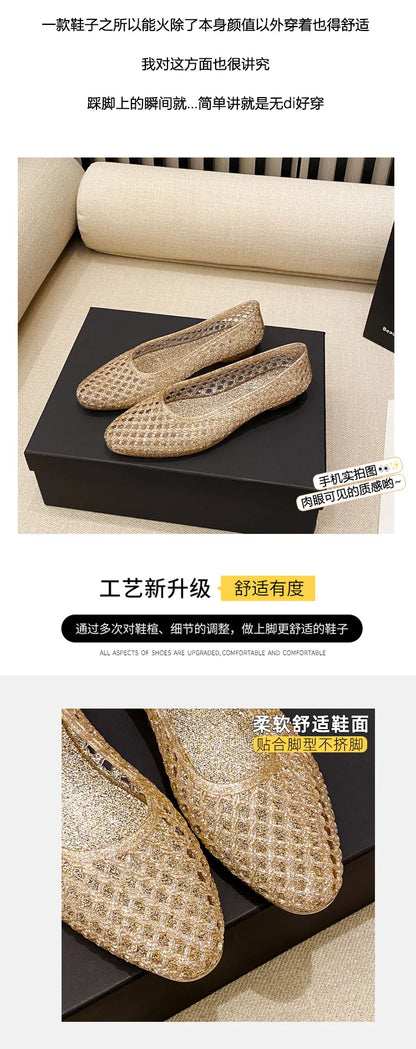 Kids'Casual Shoes Sandals Summer Princess Jelly Shoes Baotou Beach Shoes Soft soled Crystal Shoes New Style Size 35-40