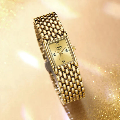 2025 New Gold Women's Watch Luxury Quartz Watch Stainless Steel Bracelet Retro Fashion 30M Waterproof Watch for Women reloj