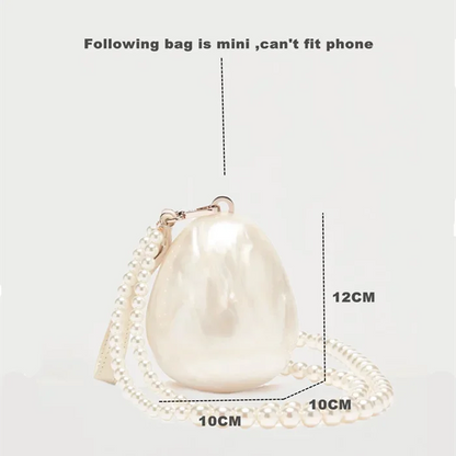 Women's Acrylic Premium Mini Egg Bag Luxury Fashion Pearl Dinner Clutch Bag Cute Phone Mouth Red Envelope for Wedding Party