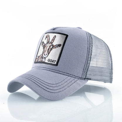 Fashion Trucker Caps With Embroidery Goat Patch Four Seasons Snapback Baseball Cap For Men Women Adjustable Visor Hat
