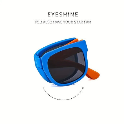1 Pair Foldable Glasses for Boys & Girls Portable Square Frame Travel Glasses Playful Design|Durable Lenses Outdoor Glasses