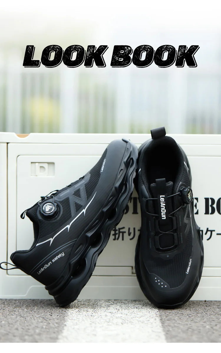 Rotary Button Design for Professional Use Men's Safety Work Shoes Anti-Impact Anti-Piercing Fashionable Sports Style