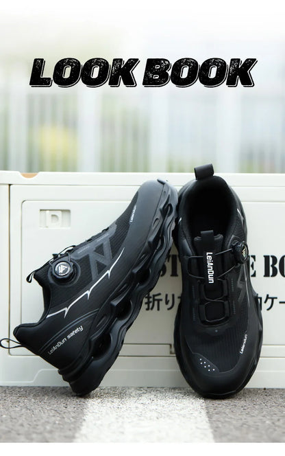 Rotary Button Design for Professional Use Men's Safety Work Shoes Anti-Impact Anti-Piercing Fashionable Sports Style