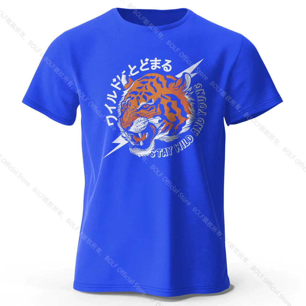 Men's Trust Tiger Printed T-Shirt 100% Cotton Harajuku Oversized Funny Graphic Tees for Men Women Summer Tops