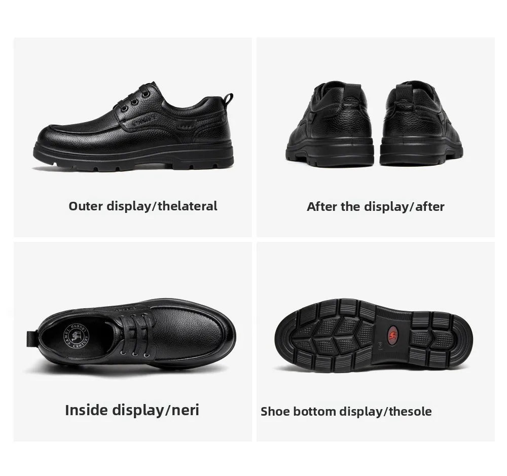Golden Camel Men's Shoes 2026 New Business Casual Soft Sole Leather Shoes Brand Design Soft Soles Non-slip Velvet Warm Loafers