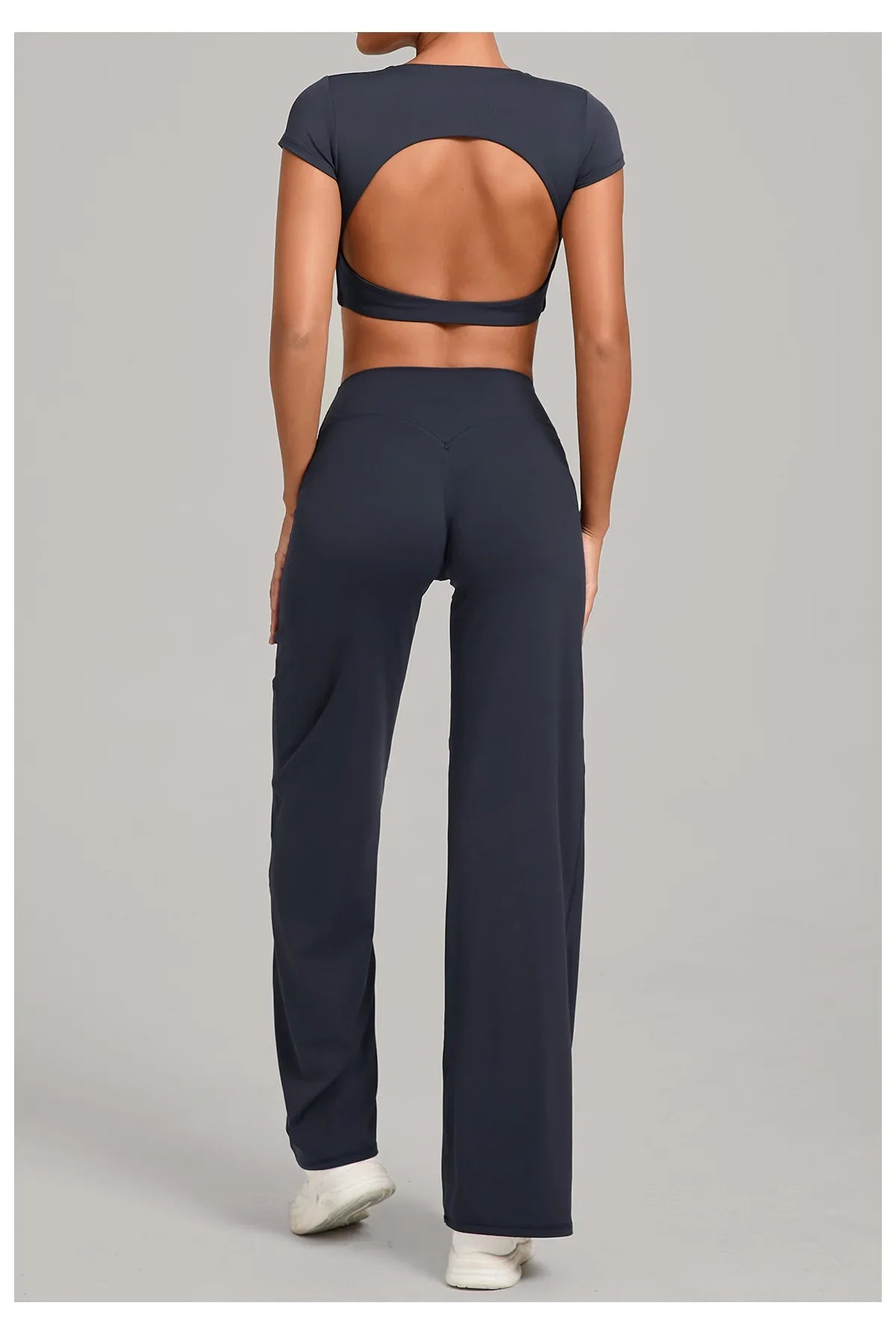 Tight-Fitting Backless Yoga Quick-Drying Straight-Leg Pants Sports Fitness Running Two-Piece Set for Women Gym Workout Yoga Suit