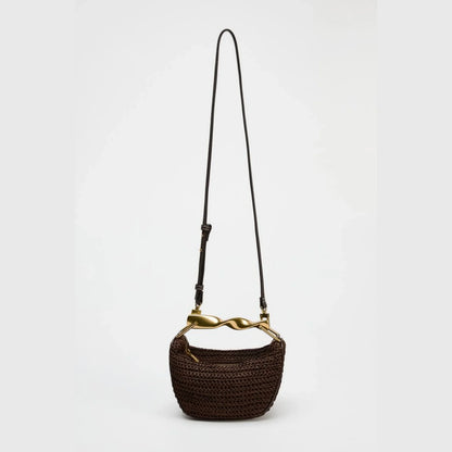 Summer Half-Moon Beach Straw Shoulder Bags Women's Straw Bucket Bag Purse Woven Straw Handbags Casual Tote Crossbody Bag