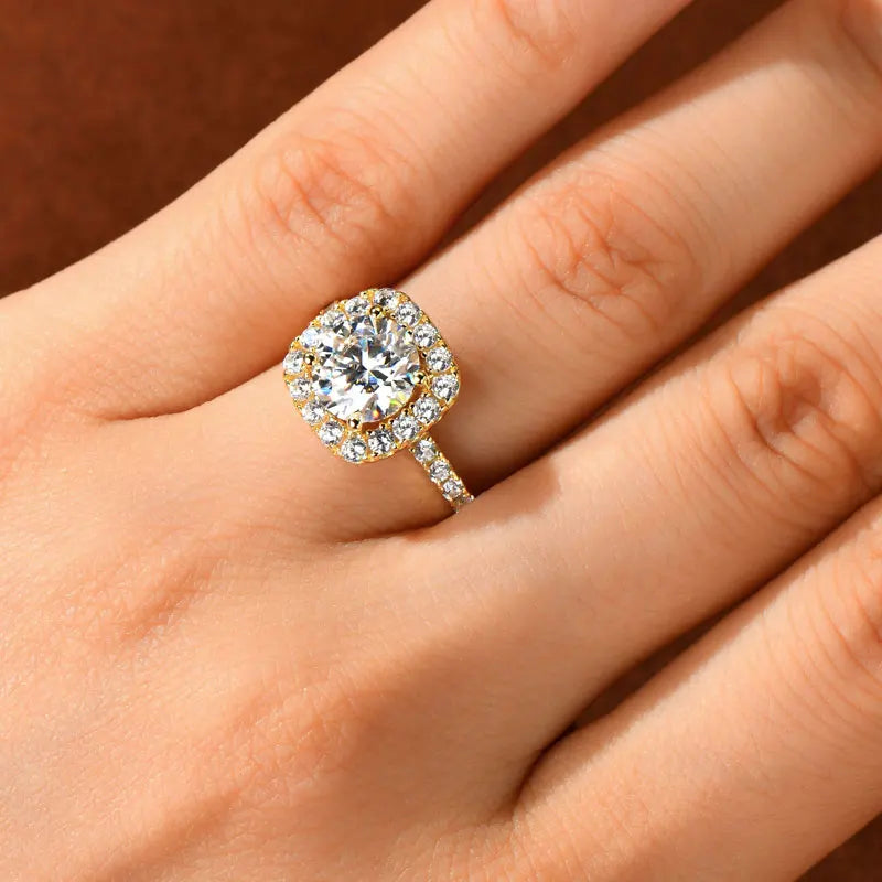 8mm 2ct Moissanite Halo Ring Certified 925 Sterling Silver Engagement Rings For Women Girls Wedding Party Jewelry Gift