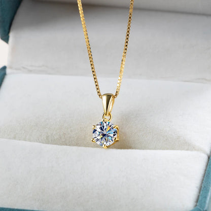 1Carat Moissanite Jewelry Set For Women Sterling S925 Silver Gold Plated Necklace Earrings Ring GRA Certified Wedding