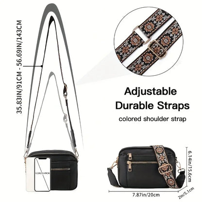 Retro fashion classic, women's multifunctional bag, zipper shoulder strap crossbody bag, small square bag, suitable for office w