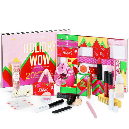 POPFEEL Surprise Gift Box Makeup Set for Girls – 20-Piece Face, Eye, and Lip Cosmetics and Beauty Tools Combination Set.