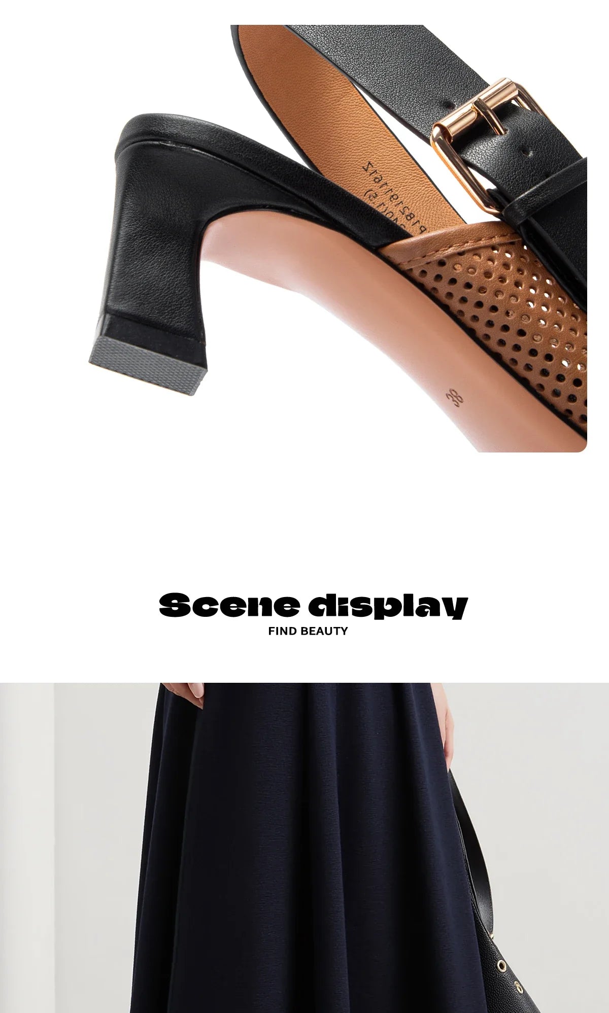 Women's shoes Luxury brand summer sandals leather medium high heel hollow breathable temperament girls shoes 35-40 yards