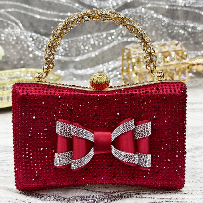 Italy Design 2025 New INS Shoes and Bag to Match Wine Colour Pointed-Toe Rhinestone Bow Party Women's High Heels