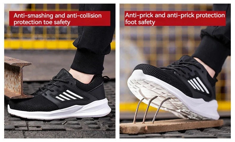 Men Safety Shoes Anti-smash Anti-puncture Work Shoes Lightweight Safety Boots Fashion Comfortable Soft Low Top Protective Shoes