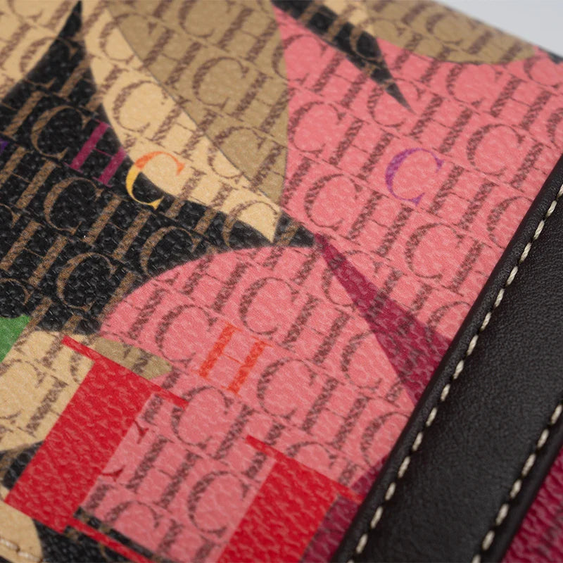 Chain Bag with Floral Letter Print Lock Design High Quality PU Material Women's 2025 Designer Shoulder Bag