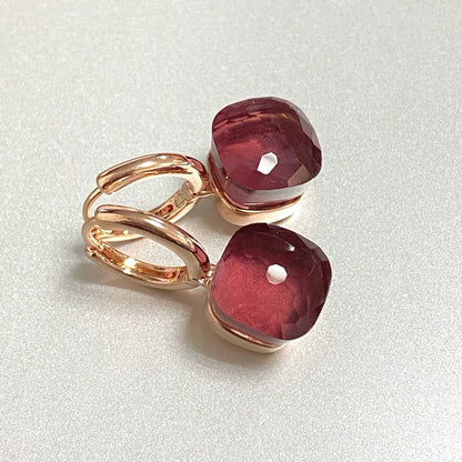 Classic Earrings For Women Amethyst Crystal Earrings Copper With Gold Plated Square Candy Colors Earrings Fashion Jewelry