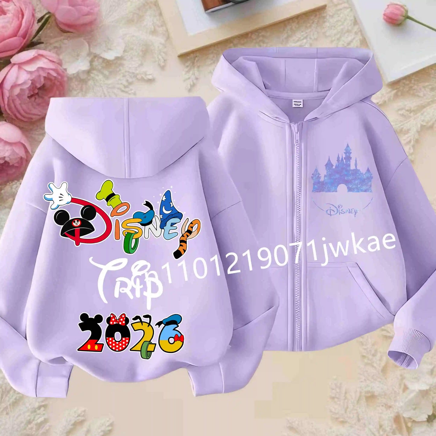Boys and Girls Clothing Castle Pattern Kids Hoodie Jacket for Children 2026 Fashion Minnie Mickey Castle Zipper Hoodie Closure