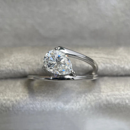 D Color VVS1 6*8mm Pear Cut Moissanite Rings for Women Sparkling Wedding Proposal Birthday Gift 100% S925 Sterling Silver